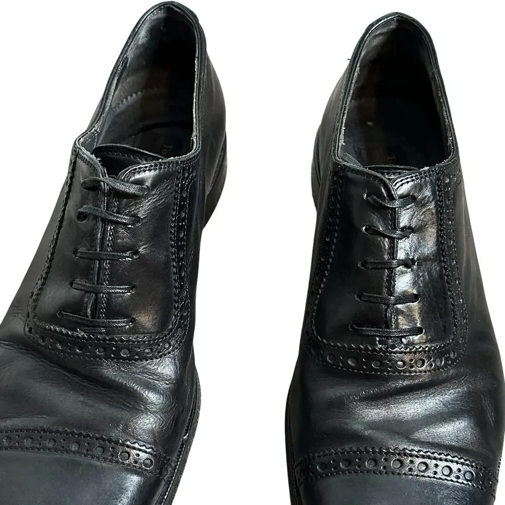 To Boot New York Brogued Cap Toe Oxford Leather Black Shoes Italy Size 8 Mens